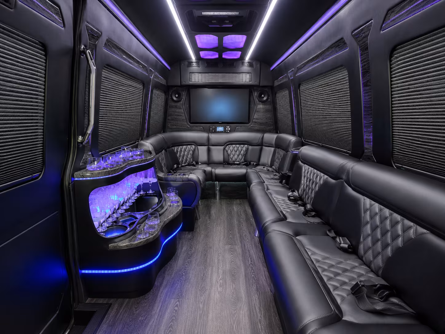 grand rapids 15 passenger party bus inside